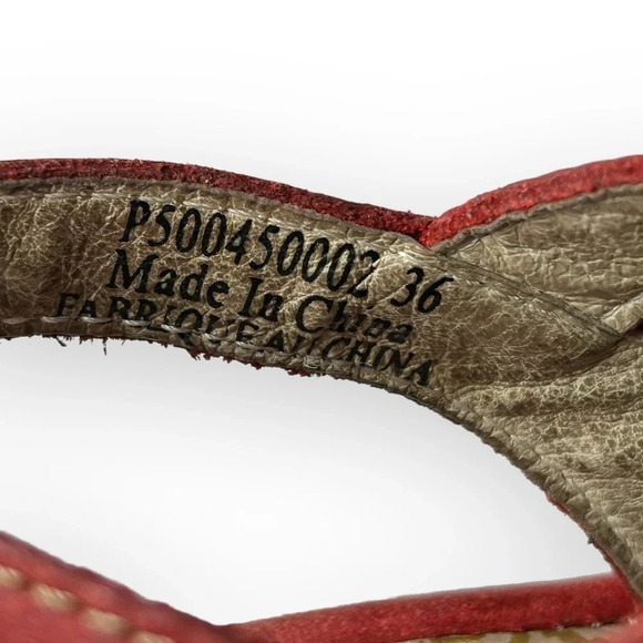 Fly  London Yito Red Lace-Up Slingback Wedge Sandals 36 - Picture 7 of 9